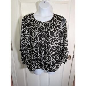 Sami and Jo 1x black and white long sleeve blouse
